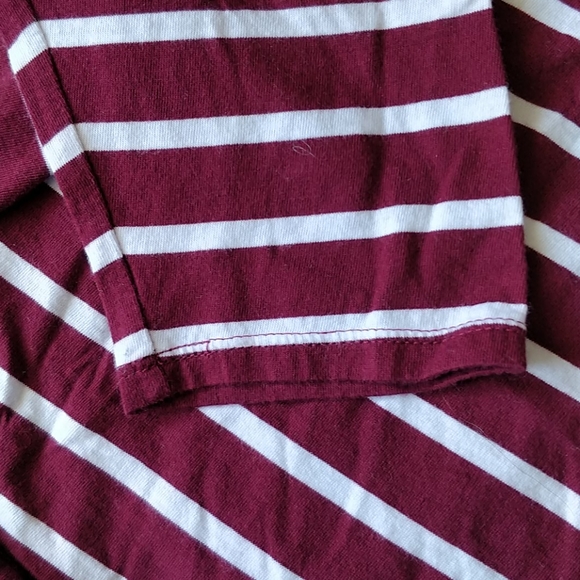 Burgundy Striped Long Sleeve Everywear V-Neck Top - Picture 4 of 4